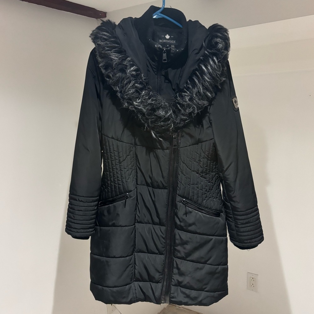 Northside Black Fur-Trimmed Winter Coat
